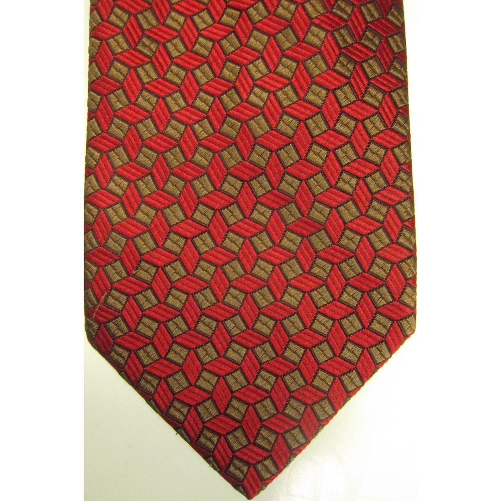 Stefano Ricci Red and Gold Geometric Tie Made in Italy